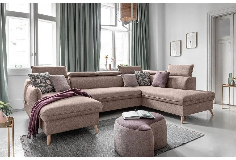 Béžová rozkladacia rohová pohovka (pravý roh) Sweet Harmony – Miuform