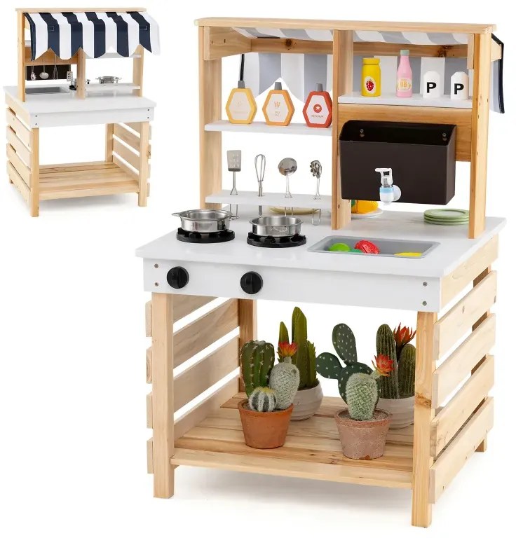 Vonkajšia detská bahenná kuchynka s vodnou funkciou Detská kuchynka Obojstranná hracia kuchynka Natural