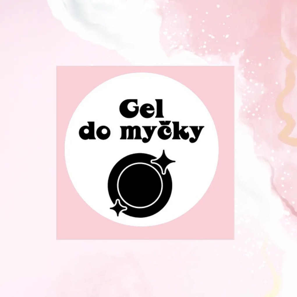 Štítok / nálepka do kuchyne s obrázkom taniera - Gél do umývačky riadu Farba písma: Čierne na bielom