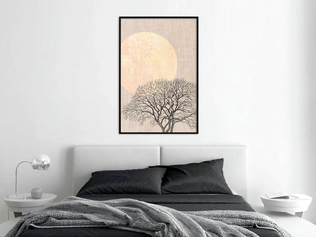Artgeist Plagát - Morning Full Moon [Poster] Veľkosť: 20x30, Verzia: Čierny rám s passe-partout