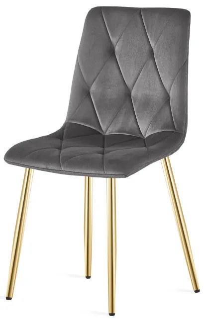 Jedálenská stolička LIBRA zamatová, tmavosivá / zlaté nohy