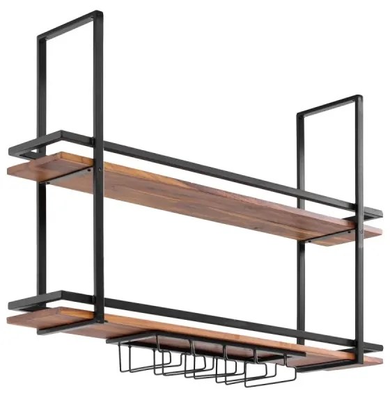 furniture-nabytek.cz - Masívna závesná polica Aro z kovu a dreva, lakovaná, hnedá – 120 cm