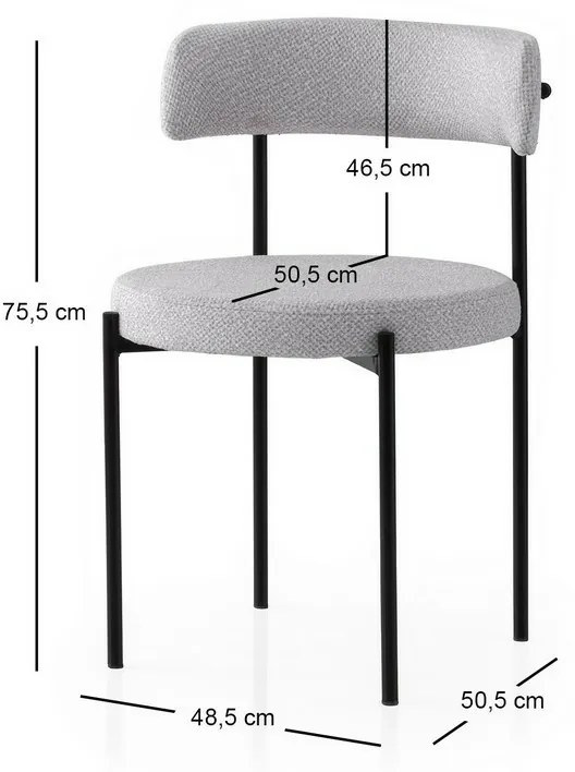 Súprava jedálenských stoličiek Gini Light Grey and Black, 2 ks