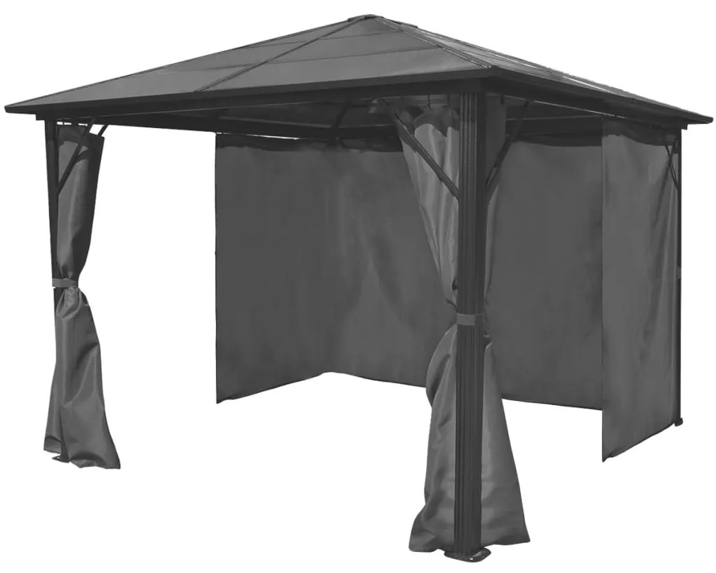 vidaXL Altánok so závesmi, antracitový, hliníkový 300x300 cm