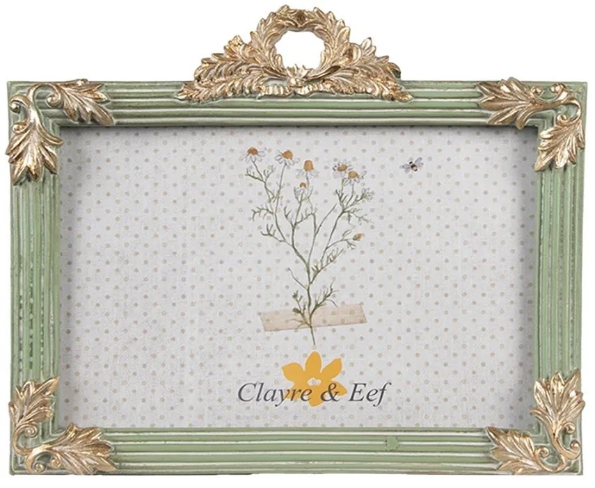 Zelený fotorámik so zlatými listami - 17*2*14 cm / 10*15 cm