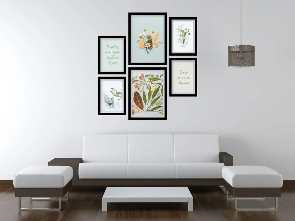 Gario Sada plagátov Simplicity magic - 6 dielna Farba rámu: Zlatá, Rozmery: 85 x 92 cm