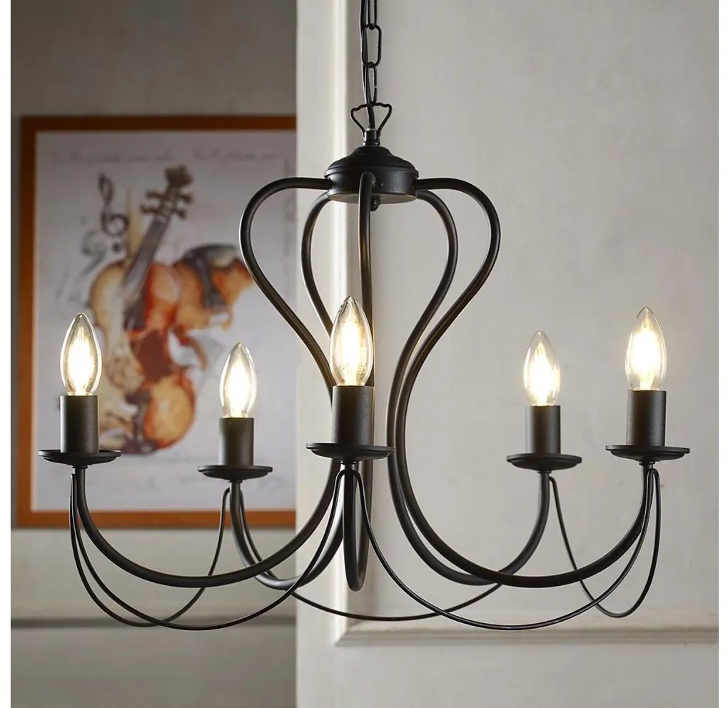 ONLI - Luster na reťazi CANDELA 5xE14/6W/230V čierna