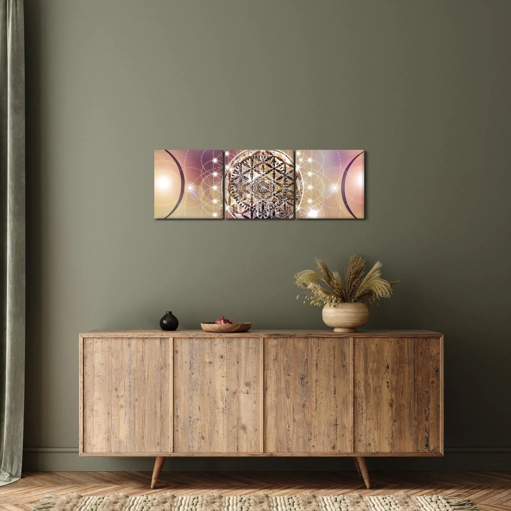 Obraz - Mandala s elementmi (s hodinami) (90x30 cm)