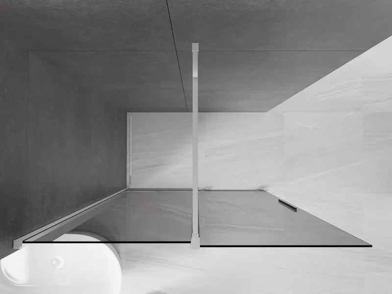 Mexen Velar, sprchová zástena s posuvnými dverami Walk-in 160 x 200 cm, 8mm šedé sklo, chrómová, 871-160-000-43-01