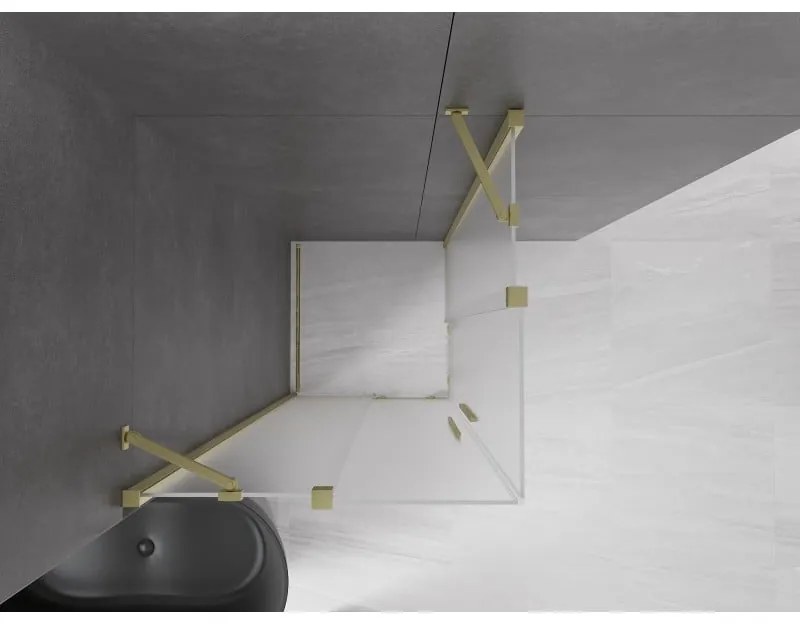 Mexen Velar Duo, sprchový kút s posuvnými dverami 100 x 100 cm, 8mm sklo námraza, zlatá matná, 871-100-100-32-55