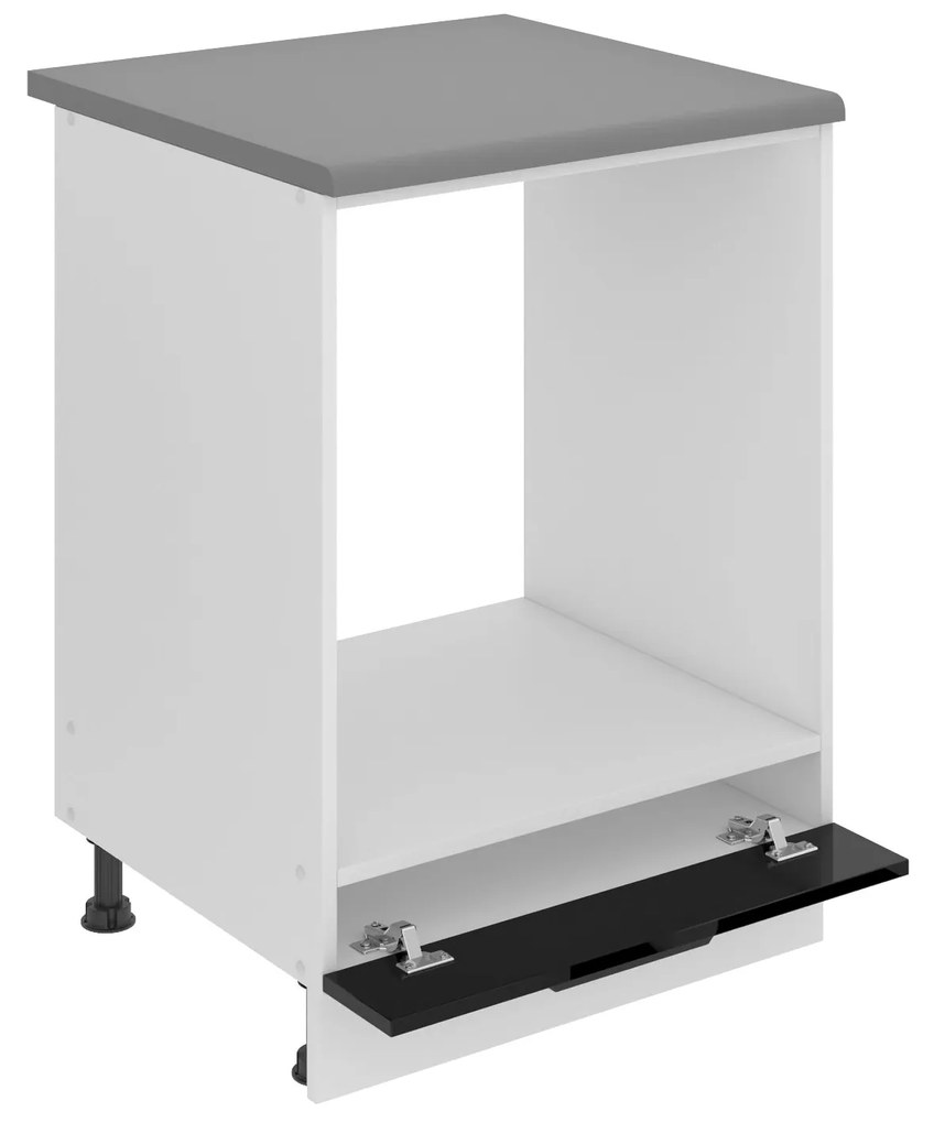 Kuchynská skrinka Belini Premium Full Version spodná pre vstavanú rúru 60 cm čierny lesk s pracovnou doskou