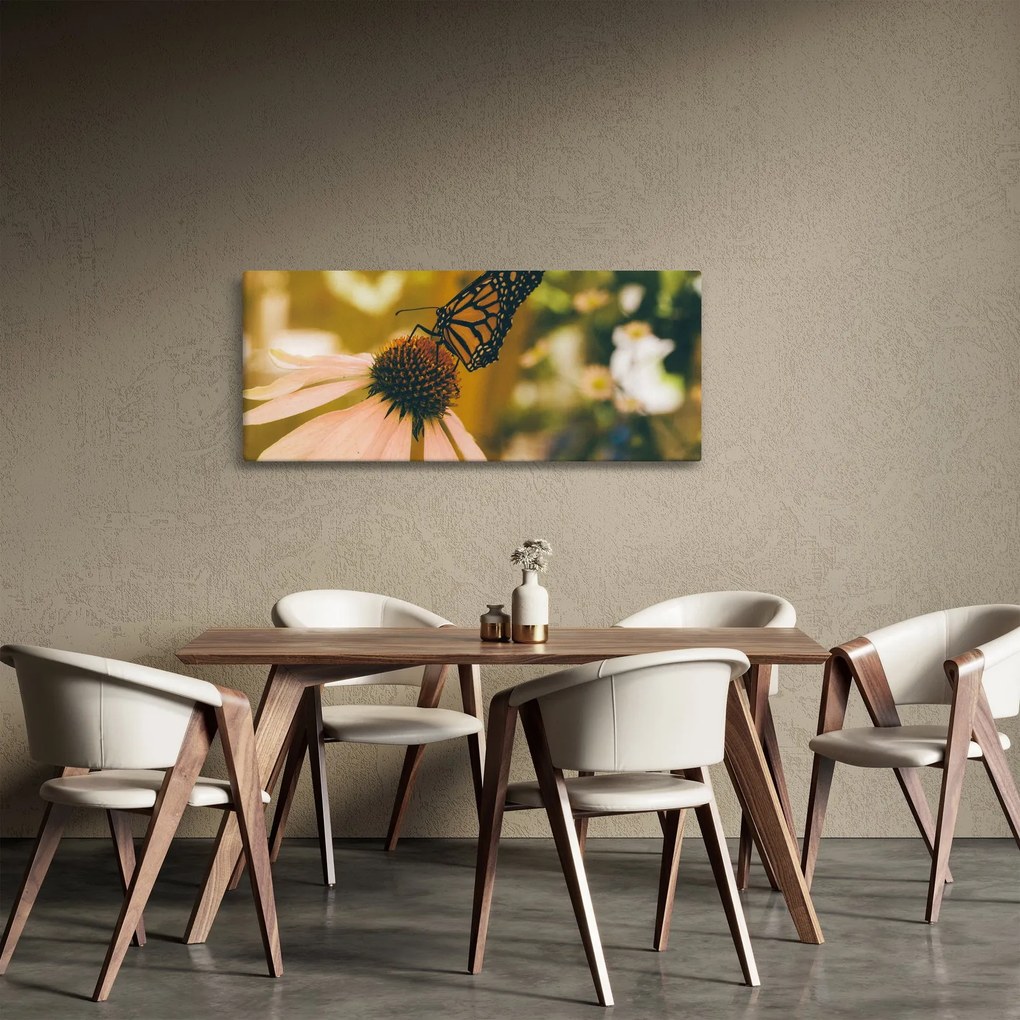 Obraz motýľa na kvetine (120x50 cm)