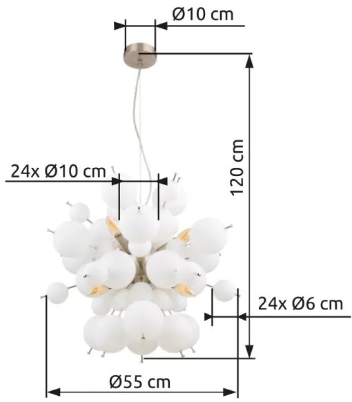 Globo 15633HO - Luster na lanku UDO 6xE14/25W/230V pr. 55 cm biela