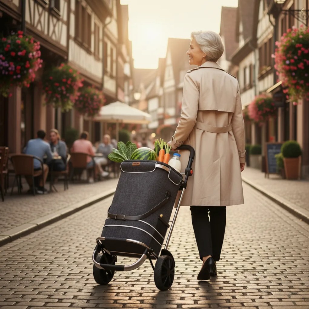 Jurhan Nákupná taška na kolieskach EASY, 50l, čierna