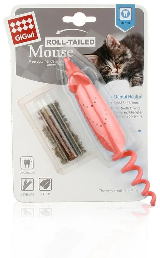 GiGwi Hračka pre mačky Roll-tailed Mouse catnip, 16 x 2,5 x 2,5 cm