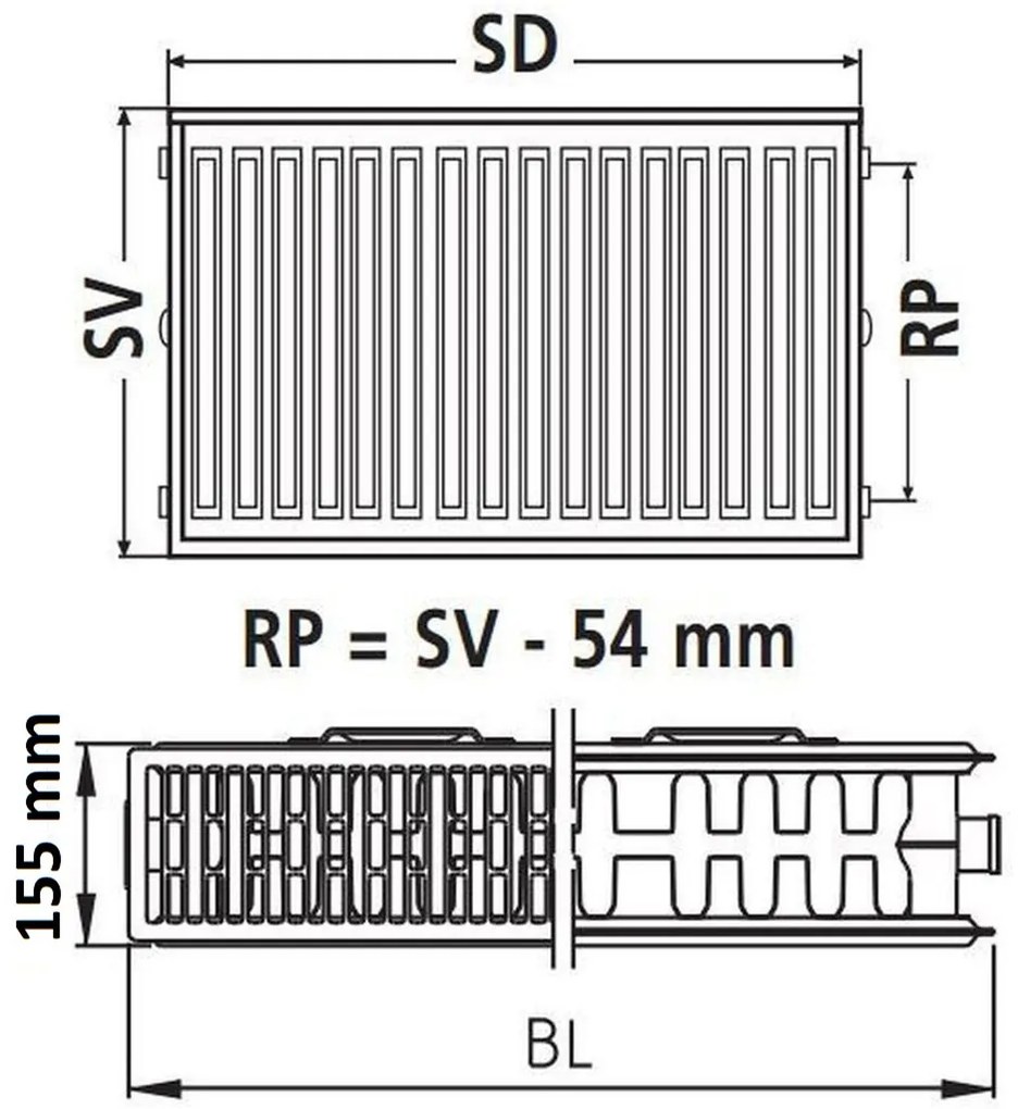 Kermi Therm Profil-Kompakt doskový radiátor 33 200 / 1200 FK0330201201NXK