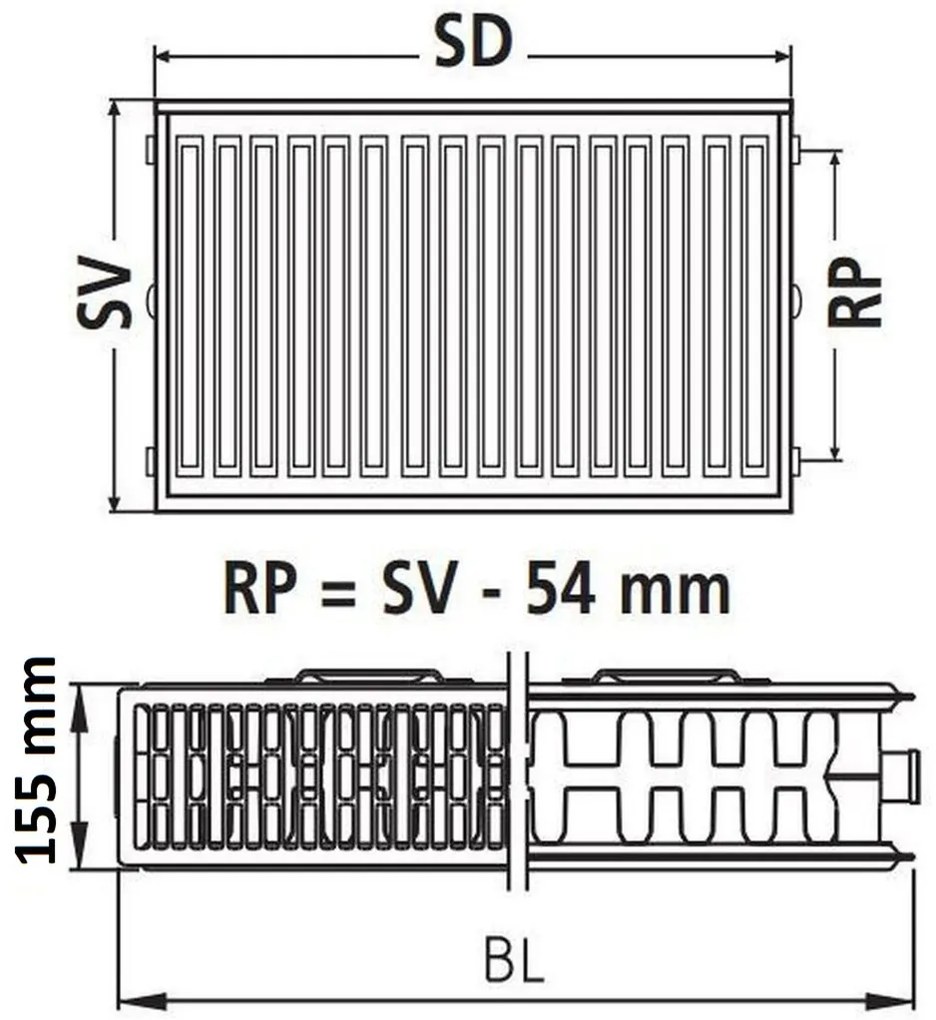 Kermi Therm Profil-Kompakt doskový radiátor 33 200 / 1800 FK0330201801NXK