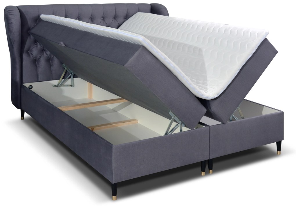 Manželská posteľ Boxspring 180 cm Ortun (fialová) (s matracom). Akcia -20%. Vlastná spoľahlivá doprava až k Vám domov. 1033266