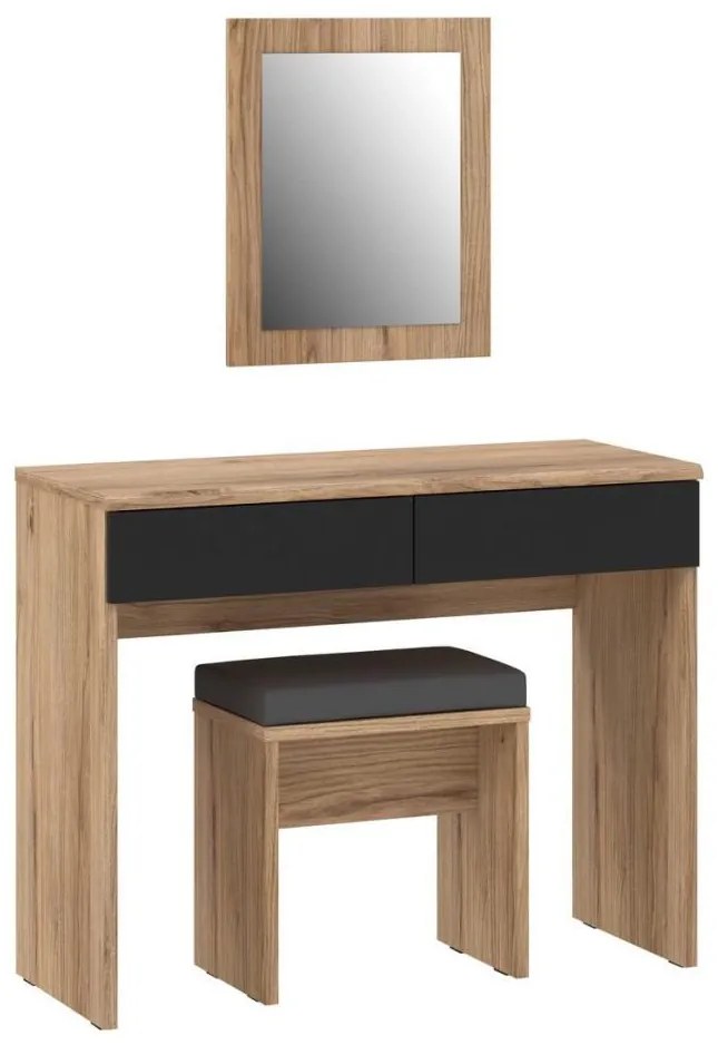 Toaletný stolík ERO + taburet hnedá/čierna