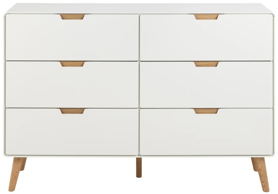 Komoda Lowell 135 cm bílá/dub přírodní