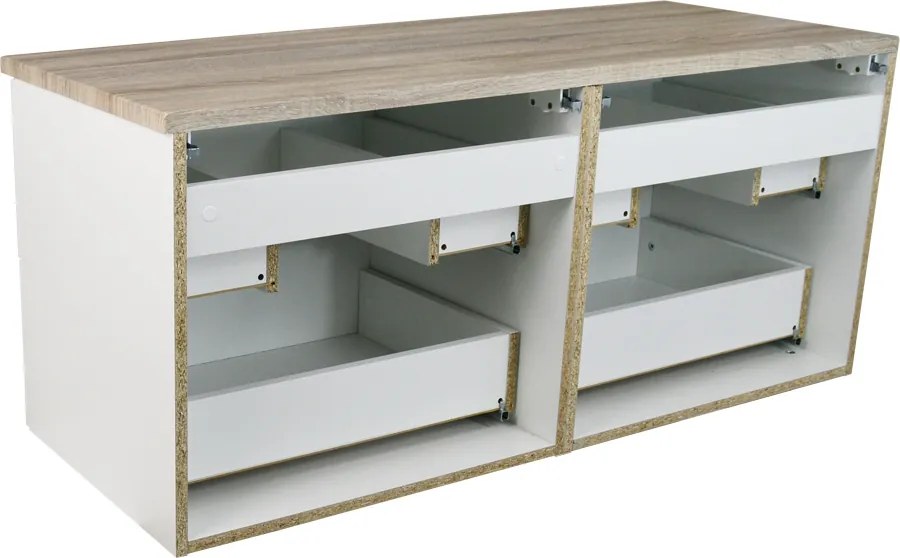 Comodo Kúpeľňová skrinka pod doskové umývadlo Agria NEW W 120-HD - biela/dub sonoma