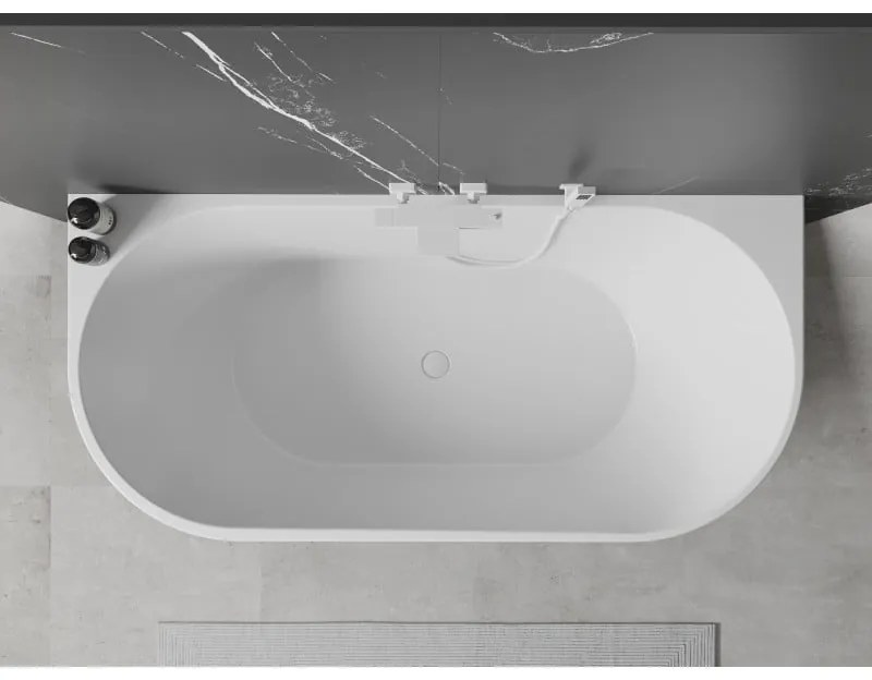 Mexen Oval, voľne stojaca nástenná vaňa 170 x 80 cm, biela, biely prepad, 52671708000-20