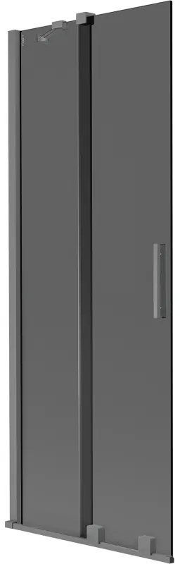 Mexen Velar, 2-krídlová posuvná vaňová zástena 70 x 150 cm, 8mm šedé sklo, brúsený grafit, 896-070-000-41-95