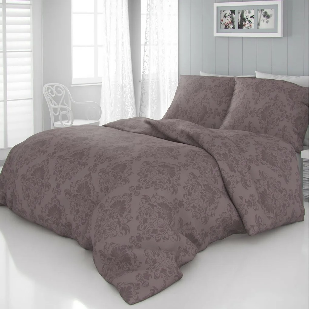 Kvalitex Saténové obliečky Elegance hnedá, 240 x 220 cm, 2 ks 70 x 90 cm