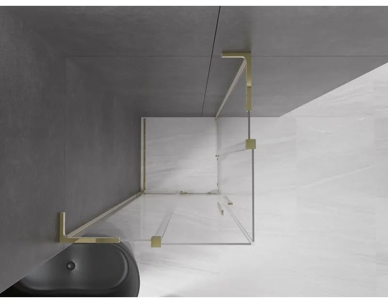 Mexen Velar L Duo, sprchový kút s posuvnými dverami 80 x 80 cm, 8mm číre sklo, zlatá lesklá, 871-080-080-02-03-50