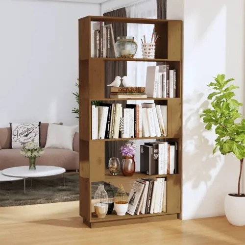 vidaXL Knižnica/deliaca stena hnedá 80x25x163,5 cm masívna borovica-