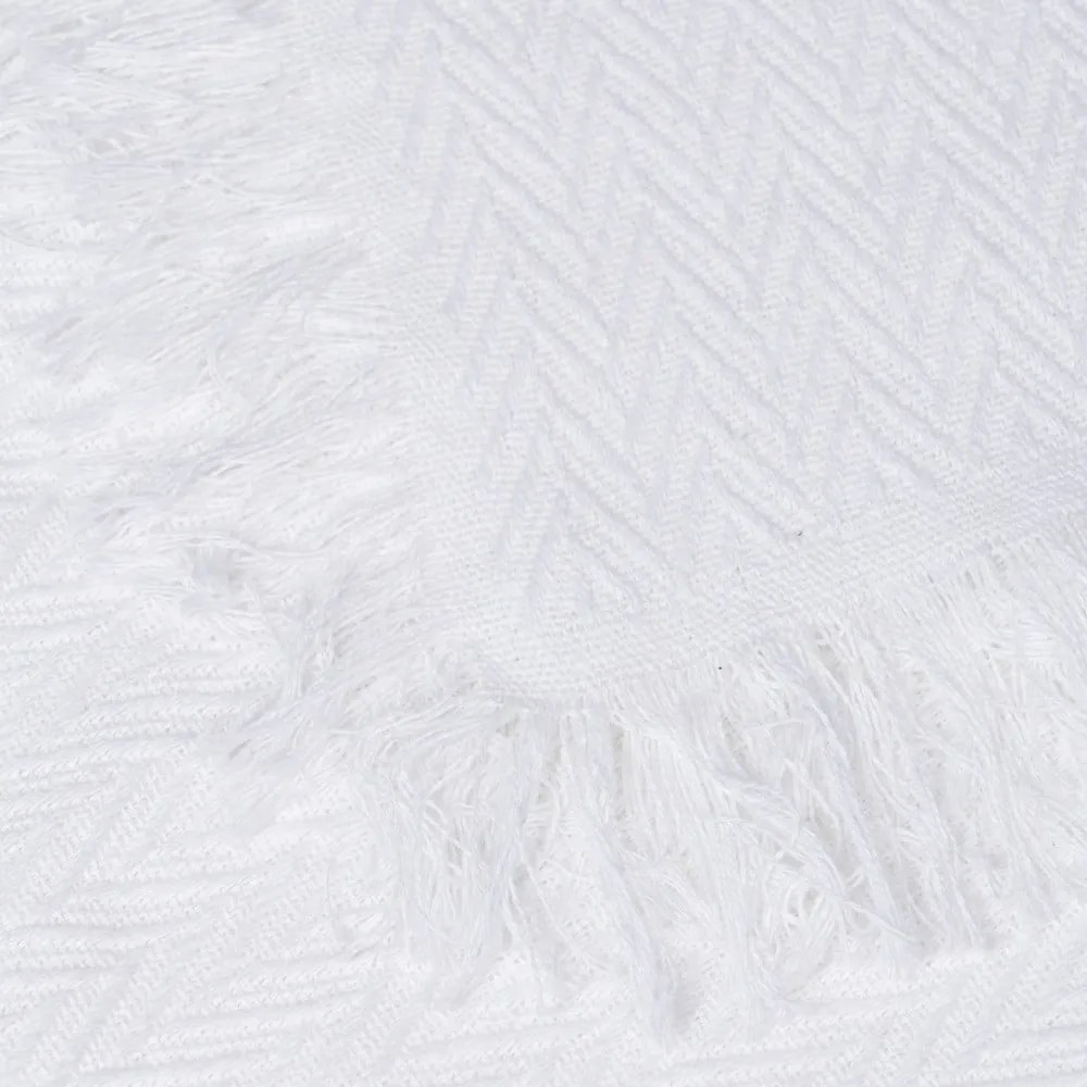 Biely pléd z recyklovanej bavlny 260x280 cm Spike – Ixia