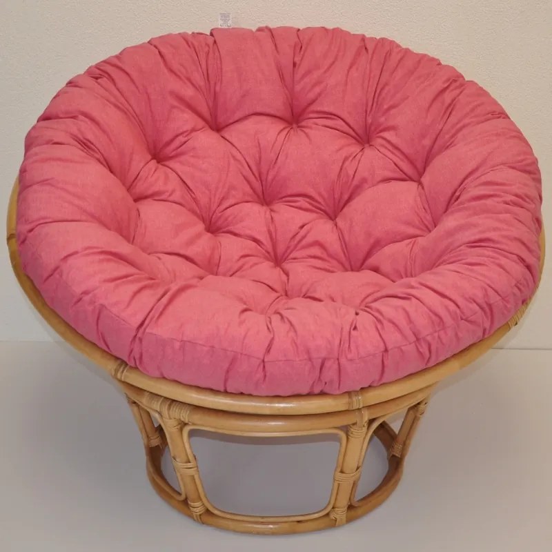 Relaxačný papasan DEMETRIA — ⌀100 cm, ratan, látka, medová / viac farieb Malinový melír