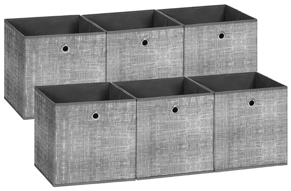 Úložné boxy GARY 6ks,30x30x30cm, šedá SongmicsHome