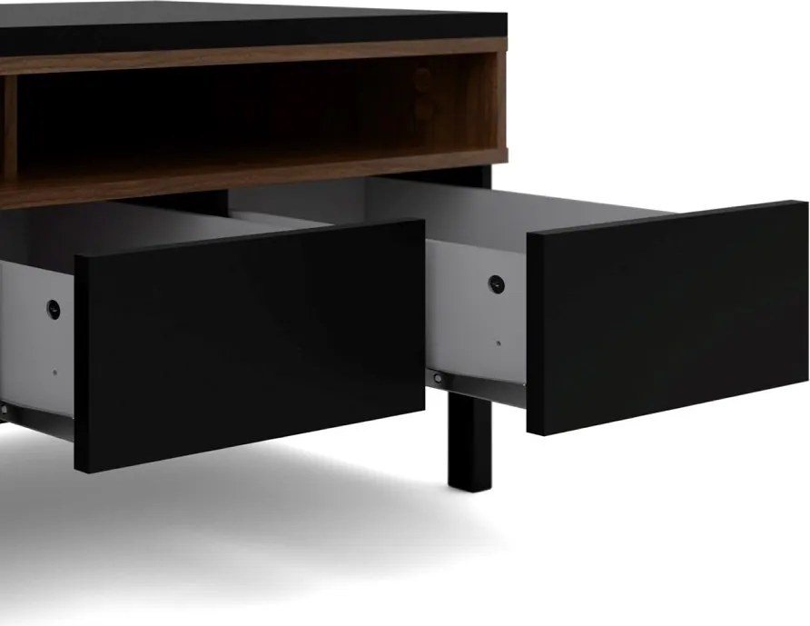 Televízny stolík Atreila 179 155 cm čierna/orech tmavý