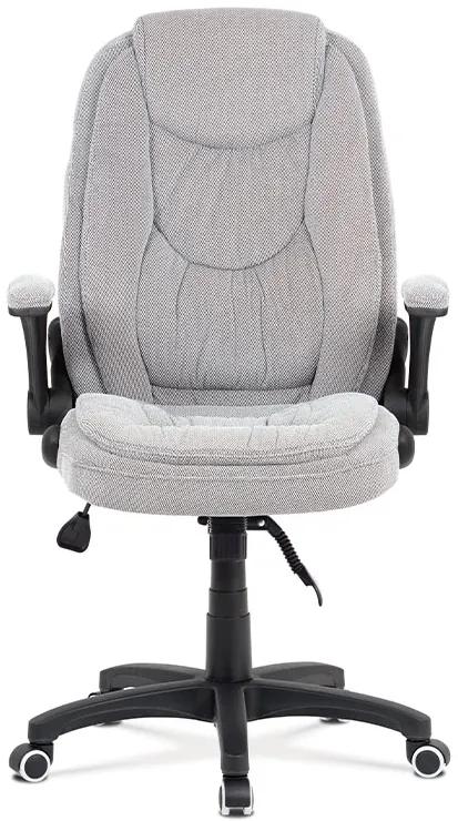 Kancelárska otočná stolička ROLAN na kolieskach — plast, šedá látka