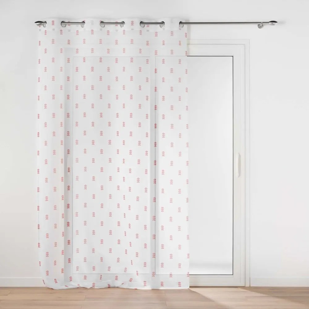 Bielo-ružová voálová záclona 140x240 cm Geokid – douceur d'intérieur