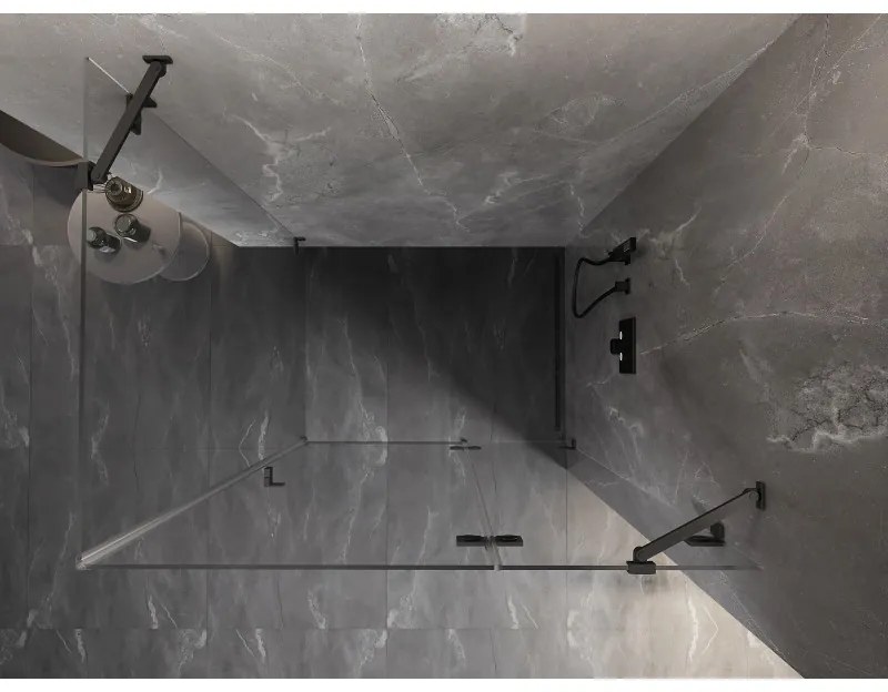 Mexen Lunar, pravostranný výklopný sprchový kút 90 x 80 cm, 8mm číre sklo, profil grafit brúsený, 834-090-080-66-00-P