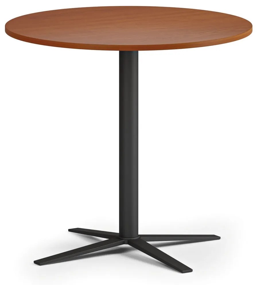 Konferenčný stolík AURA, priemer 80 cm, čierna podnož, čerešňa