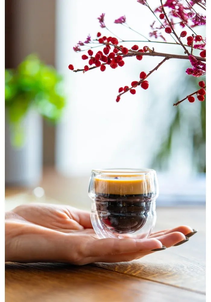 Sklenené šálky v súprave 2 ks na espresso/dvojstenné 70 ml Sferico – Vialli Design