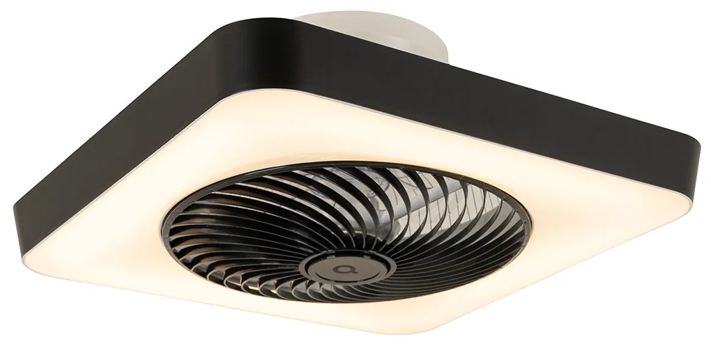 Inteligentný stropný ventilátor štvorcový čierny vrátane LED stmievateľného - Climo