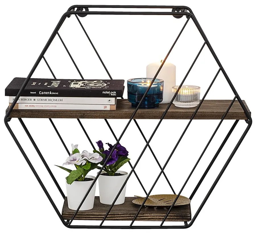 Hnedá poschodová polica zo smrekového dreva 44 cm Liliales – Kalune Design