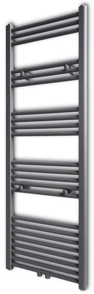 vidaXL Šedý rebríkový radiátor na centrálne vykurovanie, rovný 500 x 1424 mm