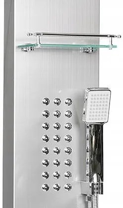 Sprchový rohový panel CASCADA 5v1 - s termostatom a výtokom do vane - chrómový matný