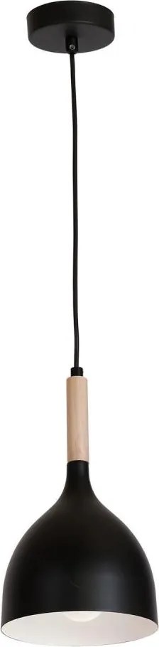Luster na lanku NOAK WOOD 1xE27/15W/230V čierna/buk