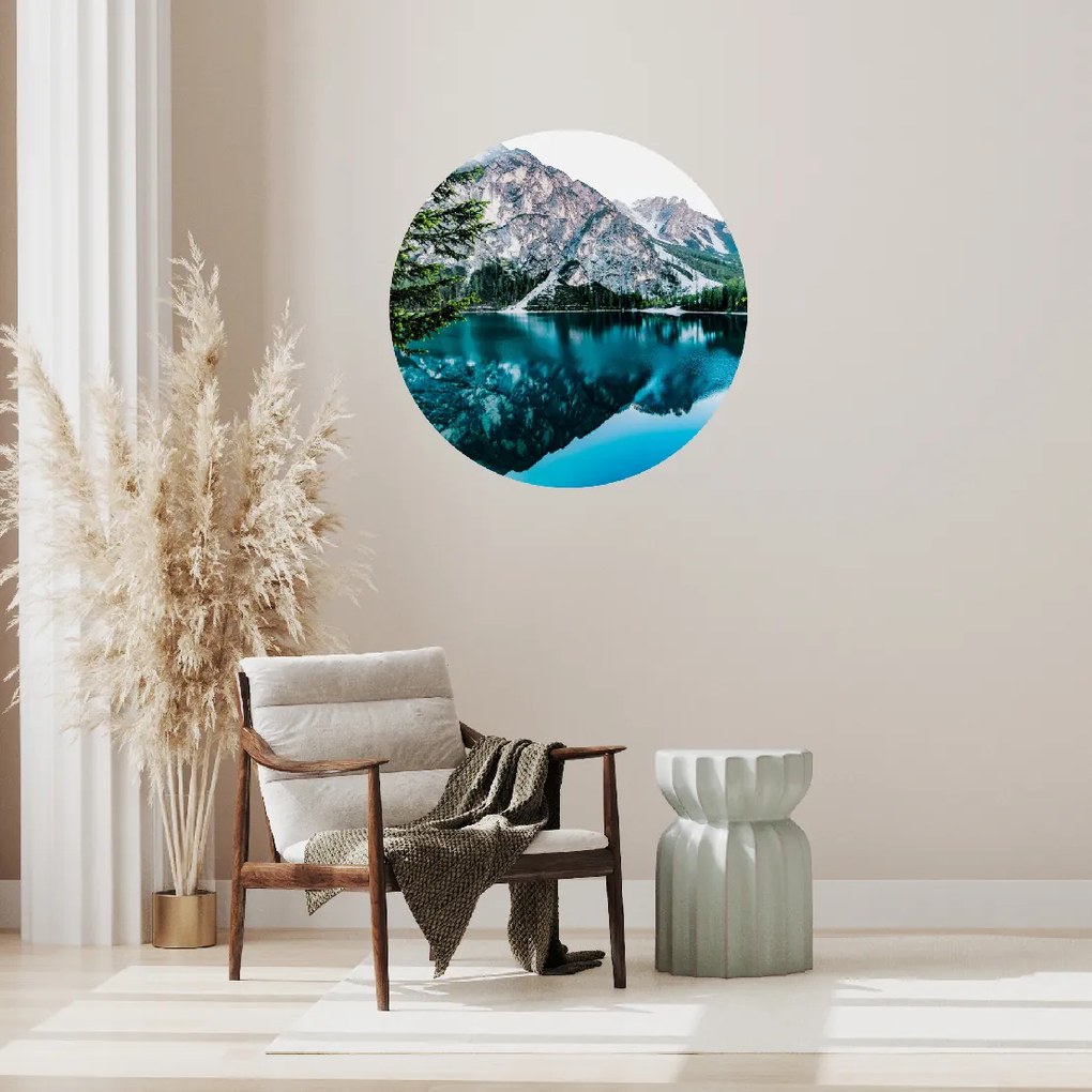 PIPPER. Textilná kruhová nálepka na stenu "Horský odraz" Veľkosť: 60 cm