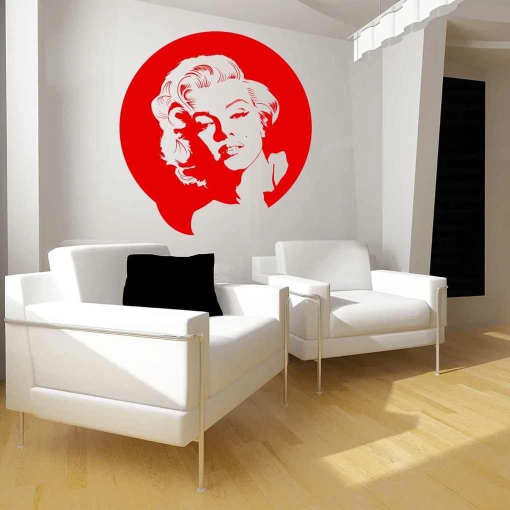 Veselá Stena Samolepka Portrét Marilyn Monroe Farba: oranžová, Veľkosť: 80 x 85 cm