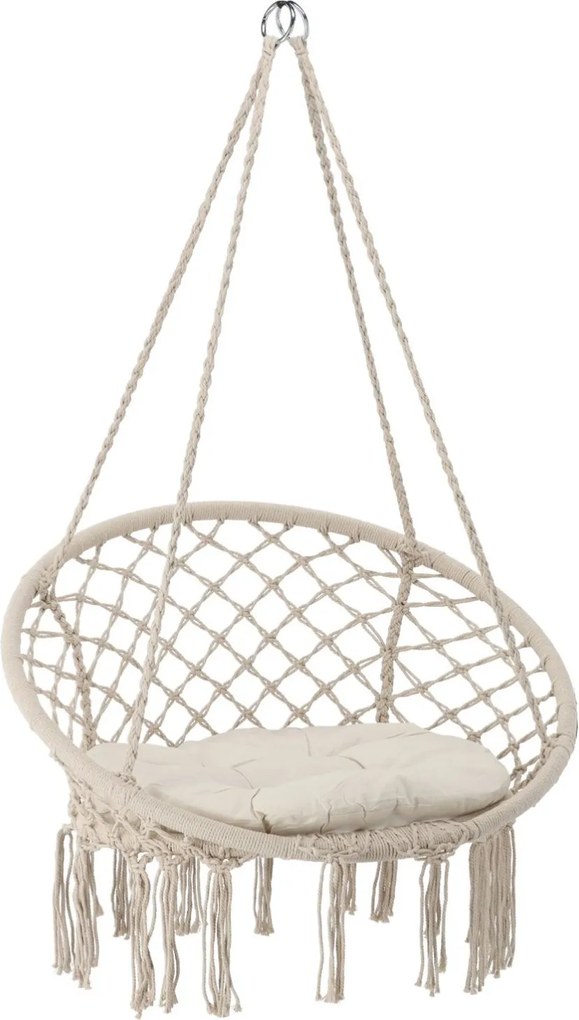 GARDEN LINE Závesné kreslo – Bocianie hniezdo s vankúšom 80 × 60 × 120 cm – béžové