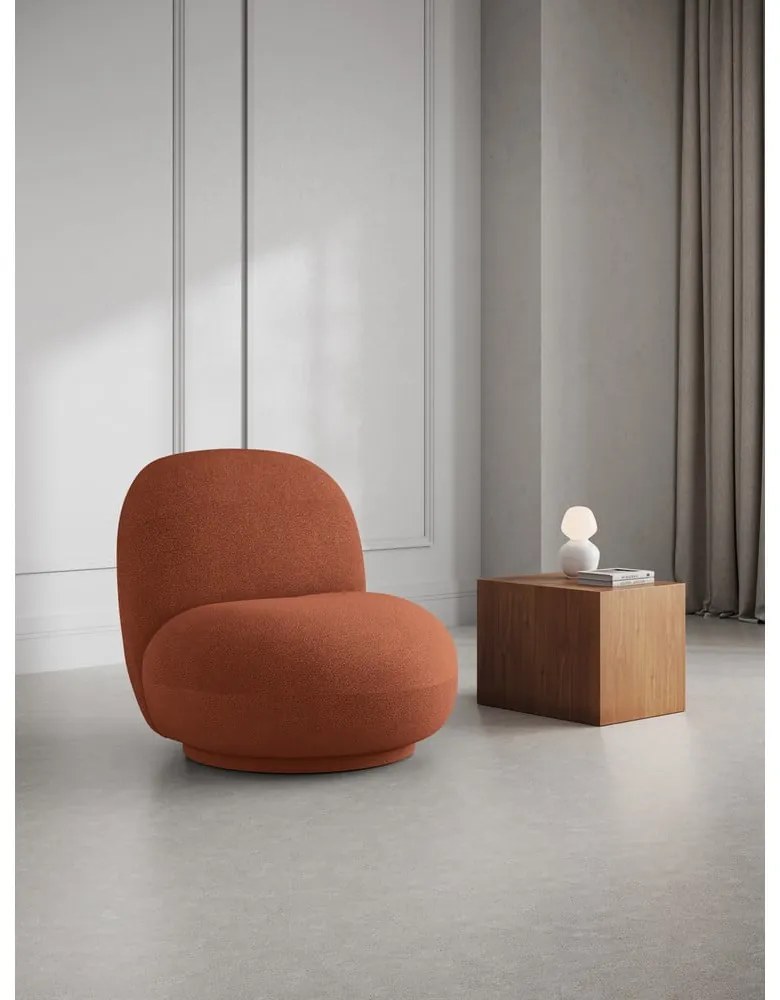 Kreslo z textílie buklé v tehlovej farbe Chuck – Micadoni Home