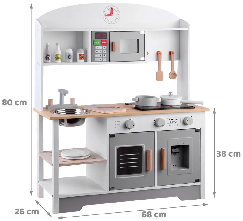 Jokomisiada Veľká drevená kuchynka pre deti, príborník ZA4126