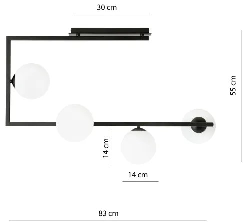 Luster na tyči SOMA 4xE14/10W/230V čierna/biela